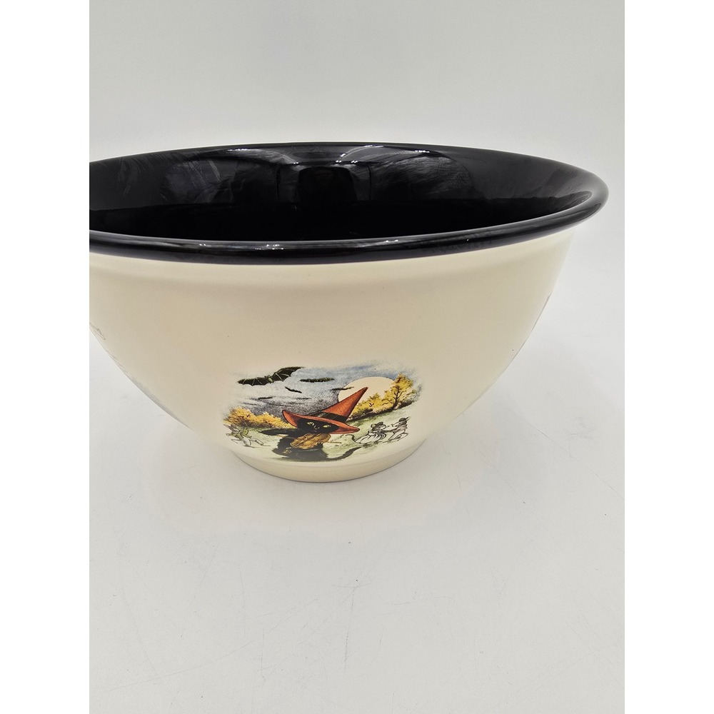 World Market Halloween Serving Bowl Black Cat Owl Boo It's Gone Vintage Style‎ - Picture 7 of 9
